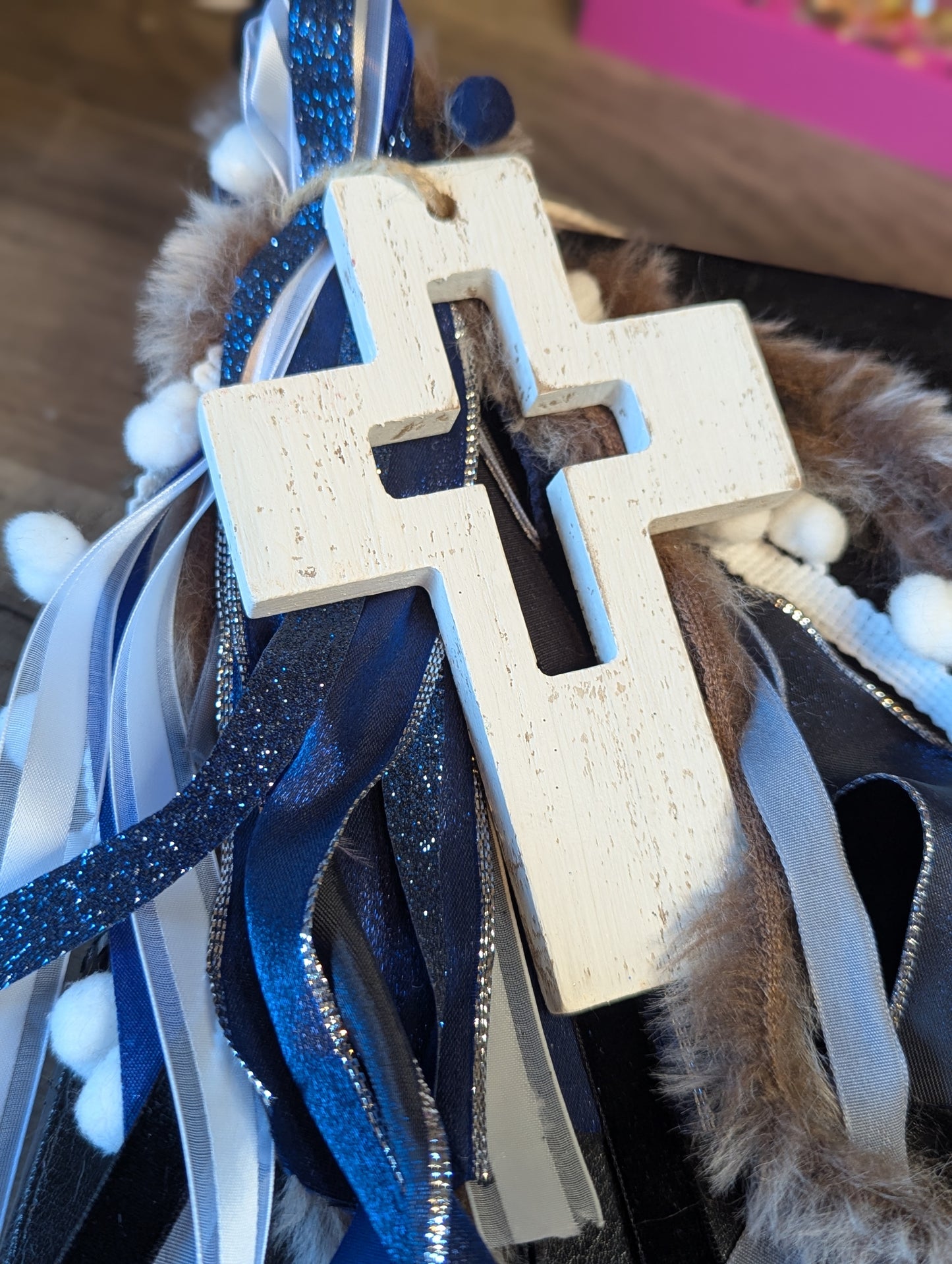 Bible Tassel - Navy with White Cross
