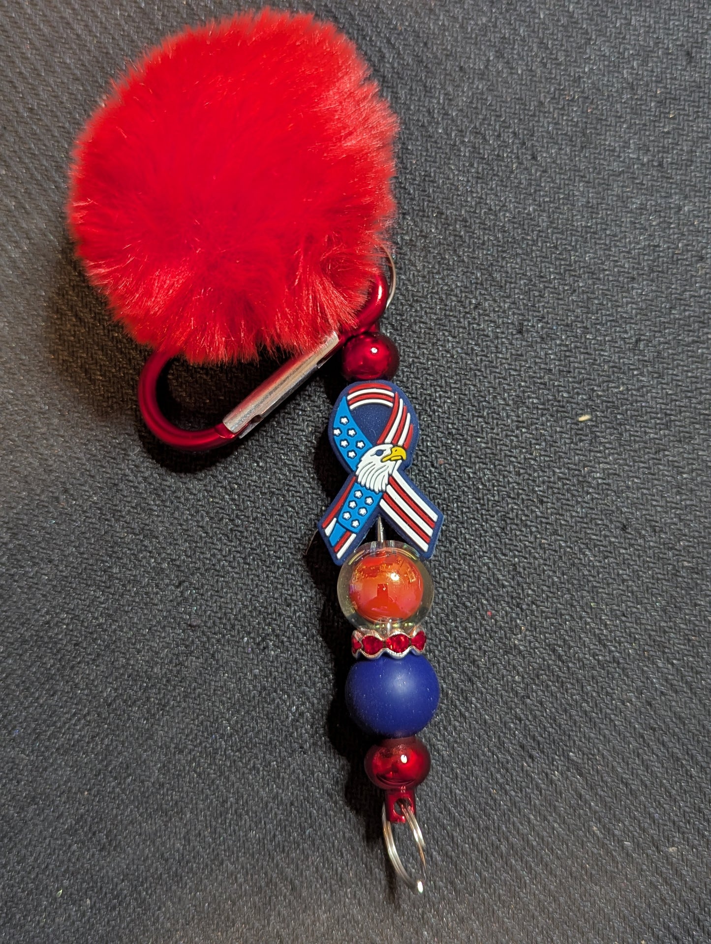 Puffball Keychain - Eagle Flag