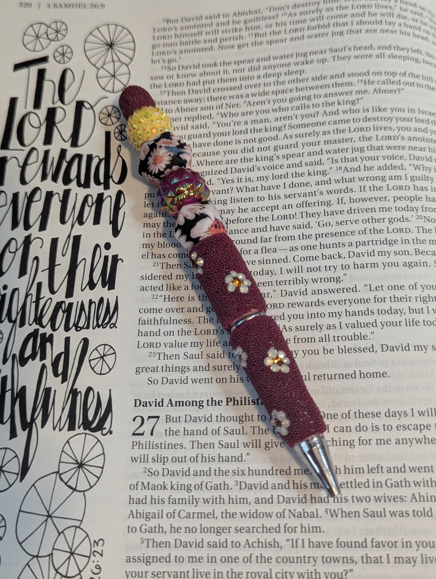 Rhinestone Pen - Red Sunflower