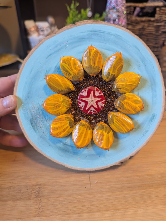 Bottle Cap Sunflower Art