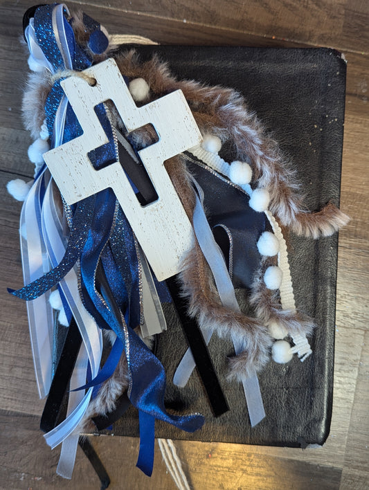 Bible Tassel - Navy with White Cross