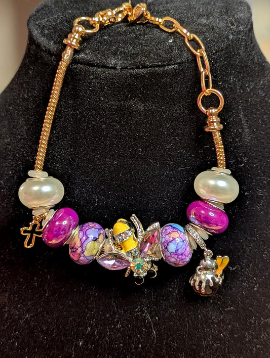 Charm Bracelet - Purple Bee