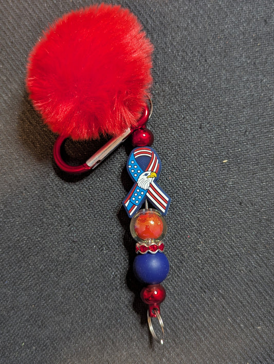 Puffball Keychain - Eagle Flag