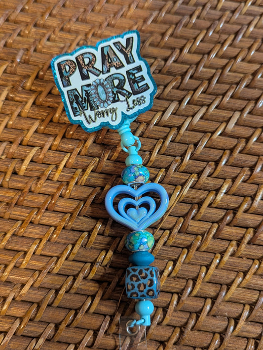 Beaded Badge Reel - Pray More