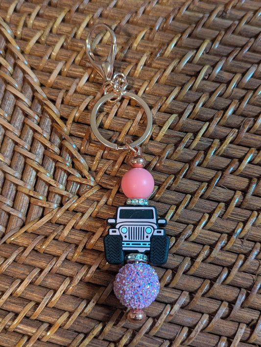 Keychain - Pink Jeep