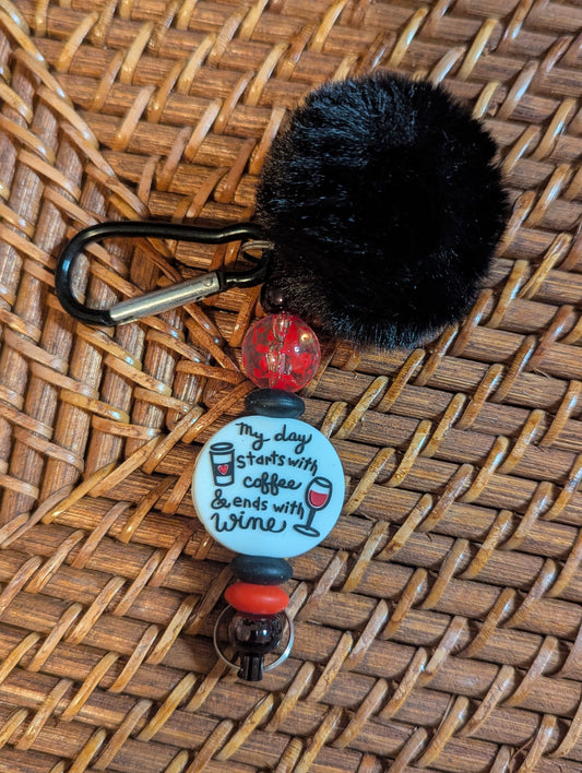 Puffball Keychain - Wine and Coffee