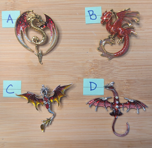 Metal Embellishment - Red Dragons