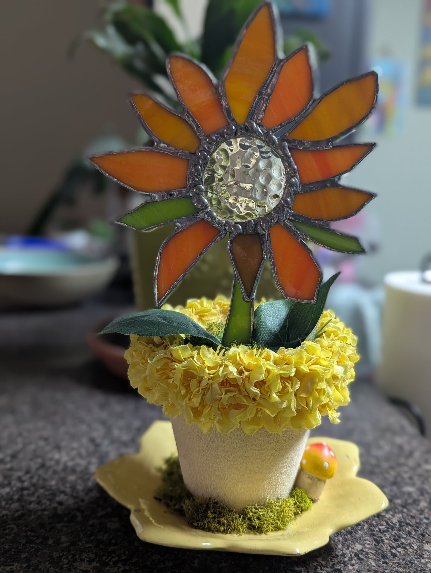 Stained Glass Sunflower Pot