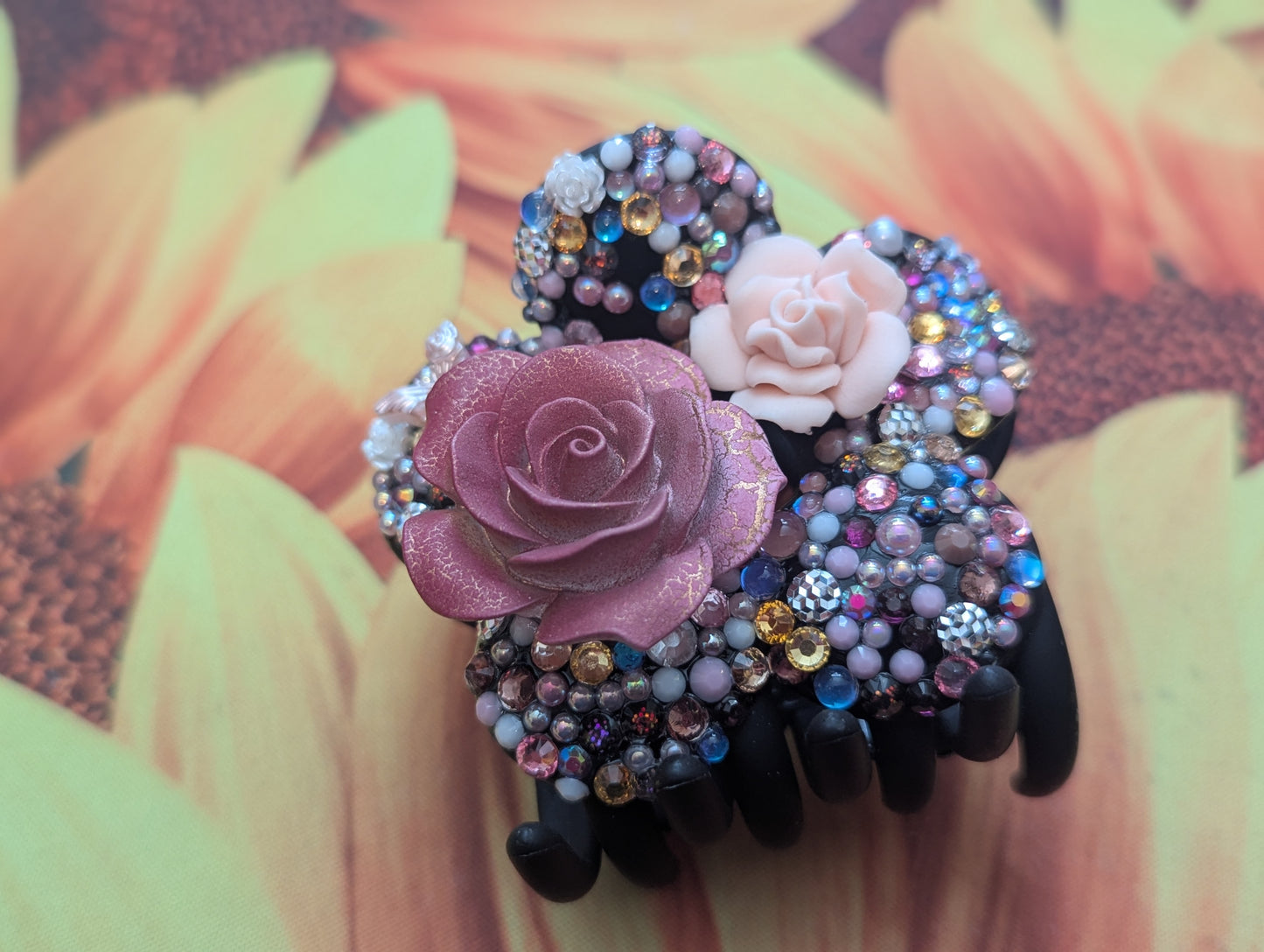Rhinestone Hair Clip - Rose