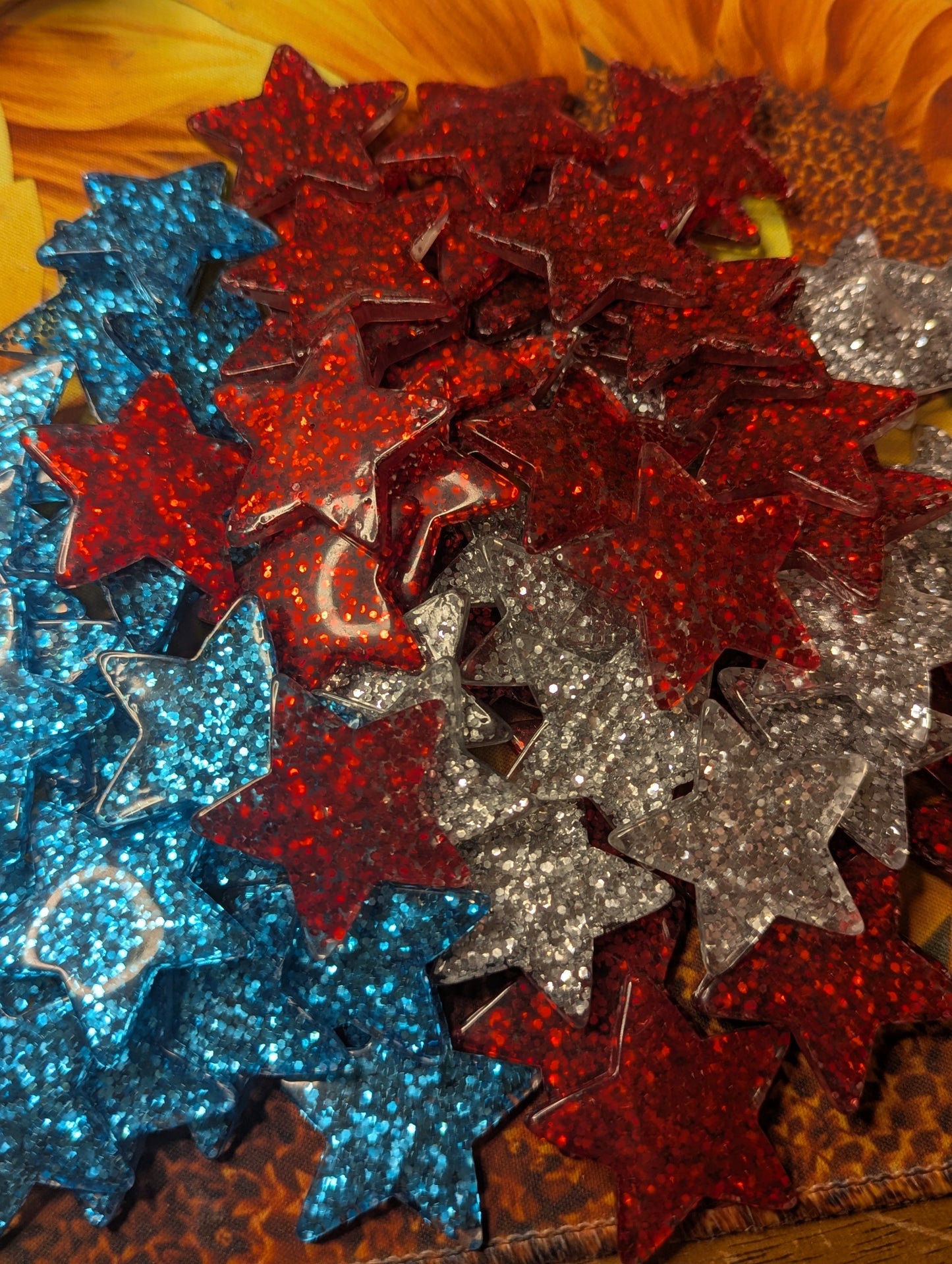 Red, Silver and Blue Stars