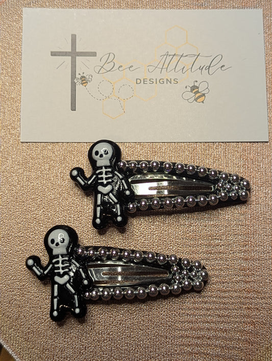 Hair Clips - Halloween Skeleton