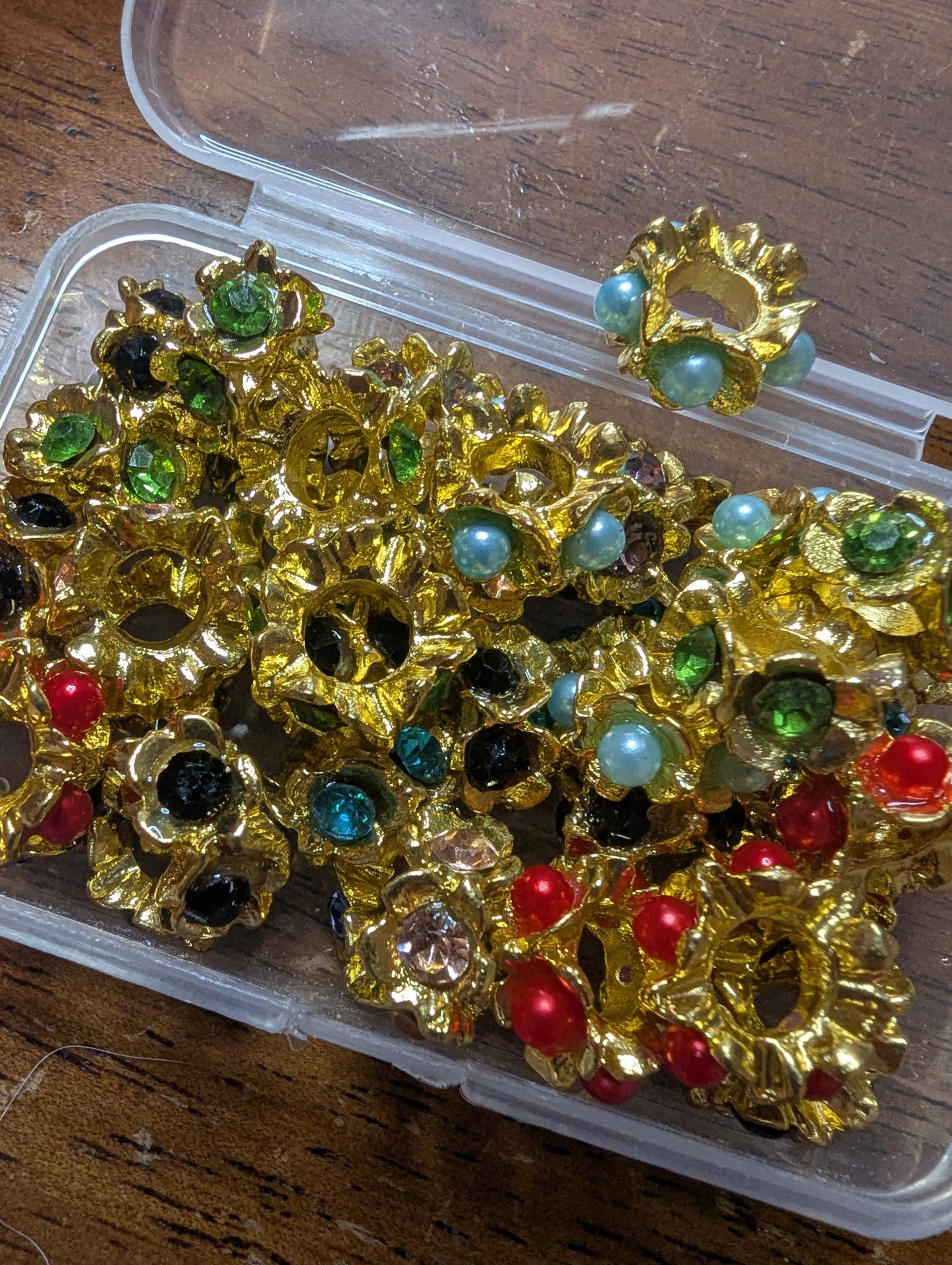 Fancy Metal & Pearl Spacer Beads - 12 per pack
