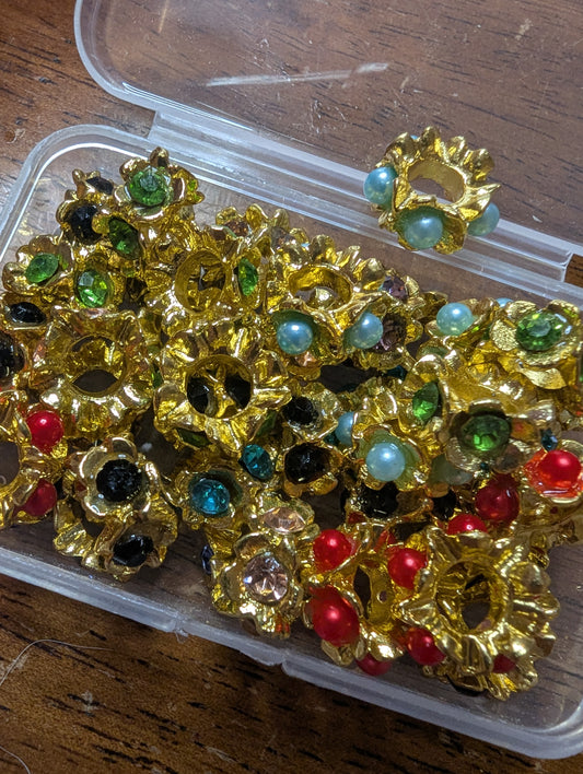 Fancy Metal & Pearl Spacer Beads - 12 per pack