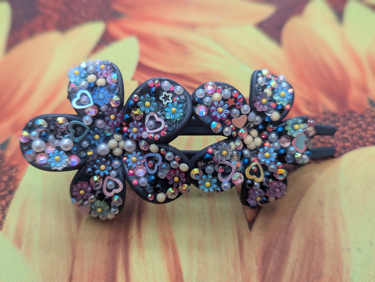Rhinestones Hair Clip - Blue